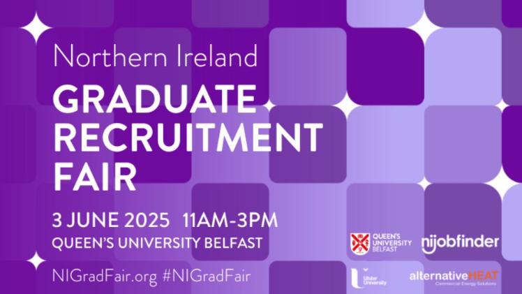NI Grad Fair text on purple background